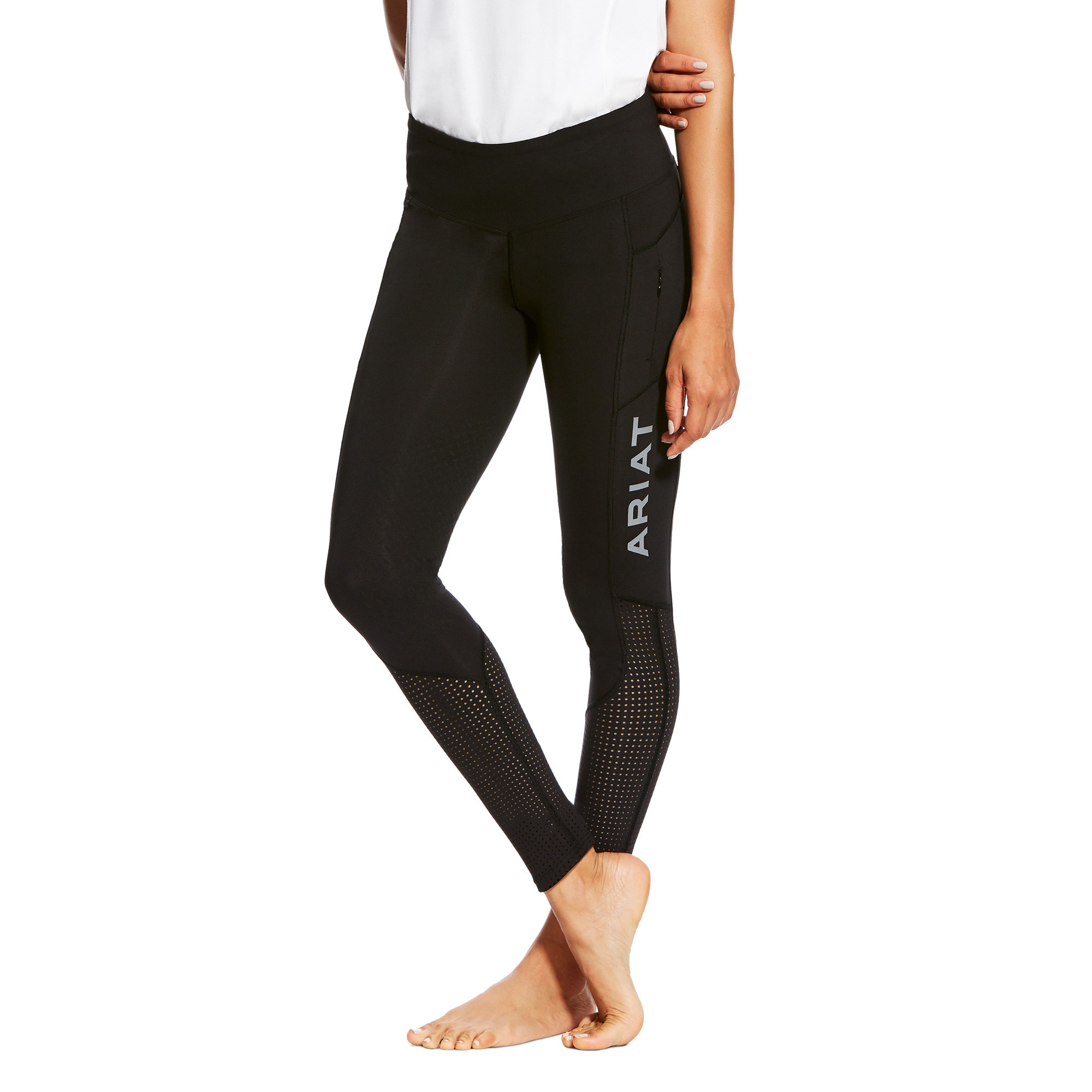 Women's Ariat EOS riding tights featuring breathable Heat Series fabric and practical side pocket