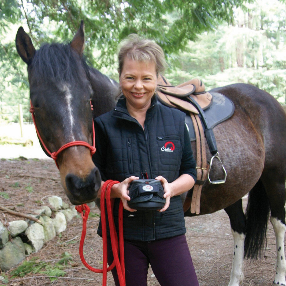 Carole Herder Founder and Owner of Cavallo Hoof Boots and her horse Dot Carole Herder Founder and Owner of Cavallo Hoof Boots and her horse Dot