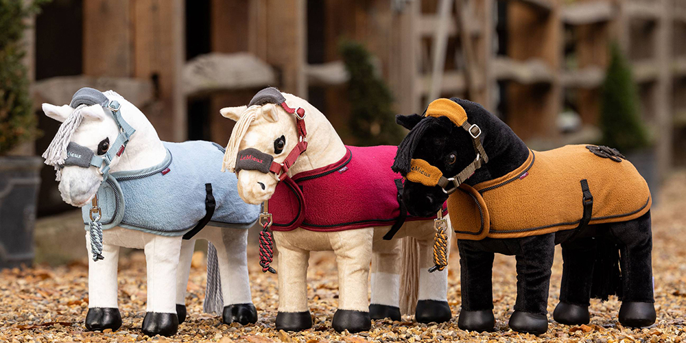 Three LeMieux Toy Ponies wearing LeMieux Toy Pony Matching Accessories