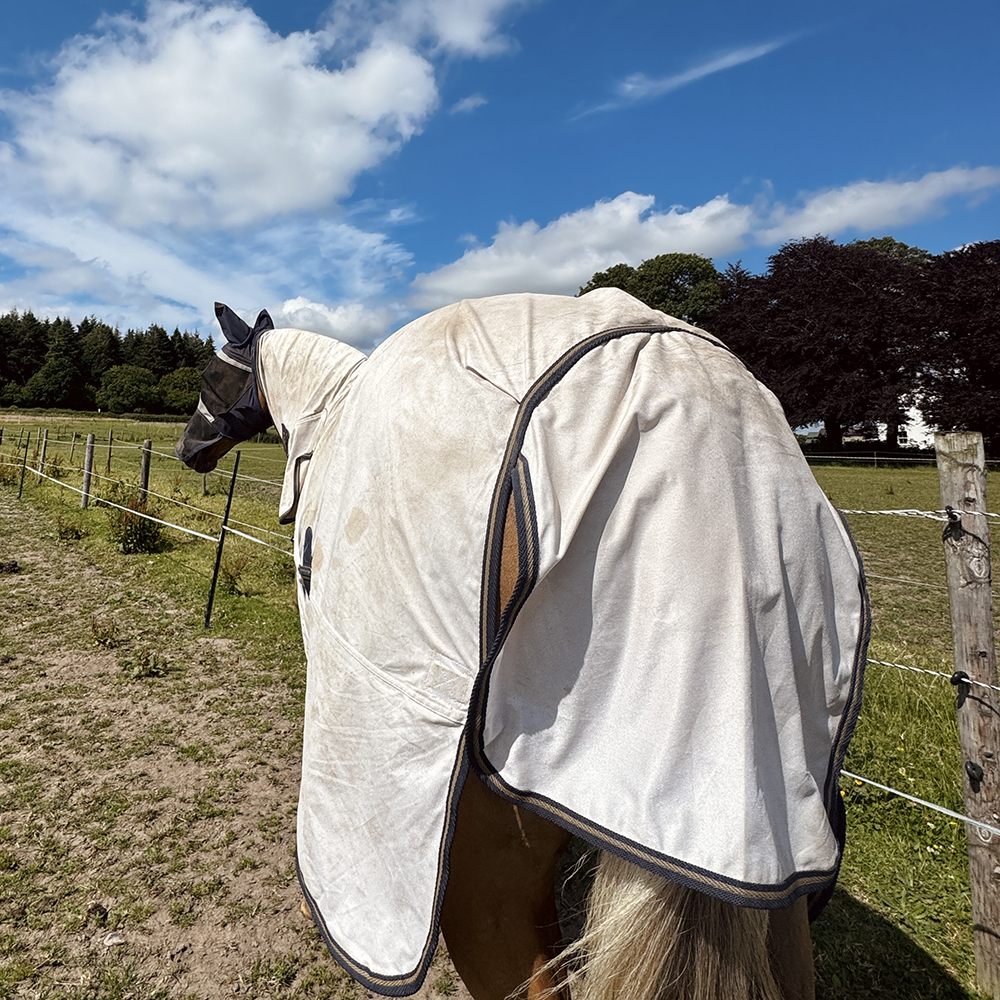Large tail flap on Tempest Original Combo Fly Rug for horses Large tail flap on Tempest Original Combo Fly Rug for horses