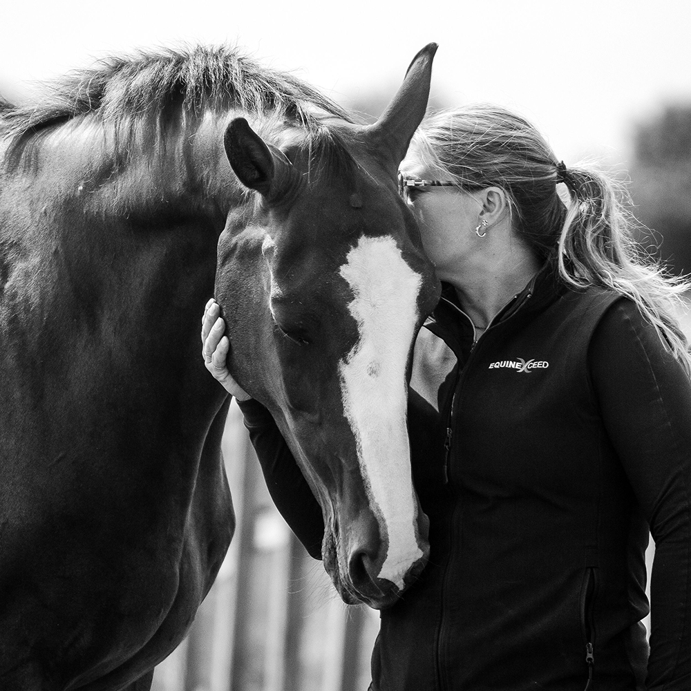 Laura Ness Photography Horse and Owner Portrait Black and White