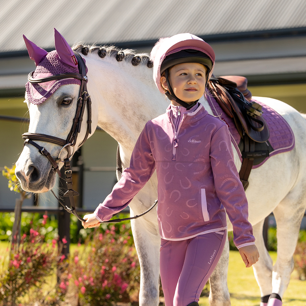 Girl and her pony wearing New LeMieux Mini Mallow Girl and her pony wearing New LeMieux Mini Mallow