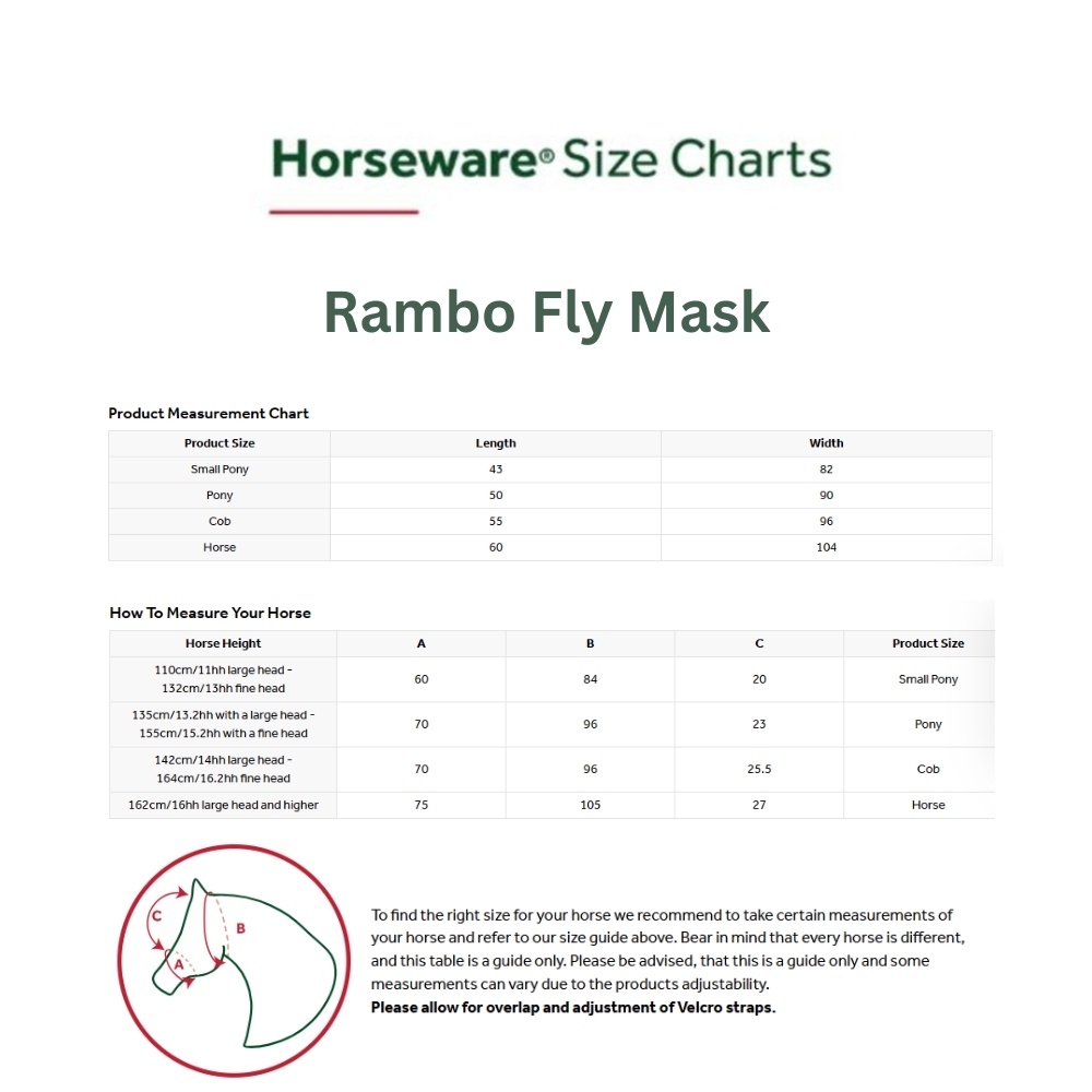 Rambo Fly Mask Size Guide