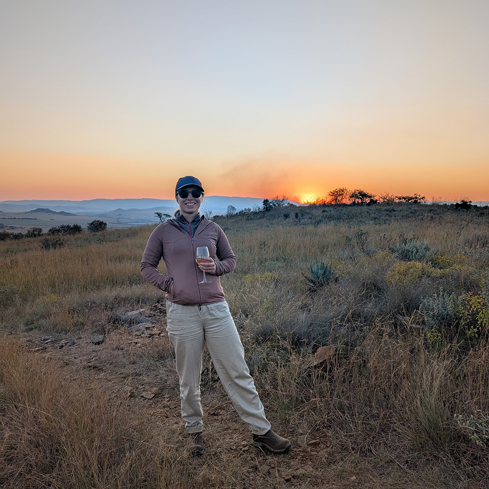 Stunning sunset view from luxury horse safari accommodation in the African wilderness