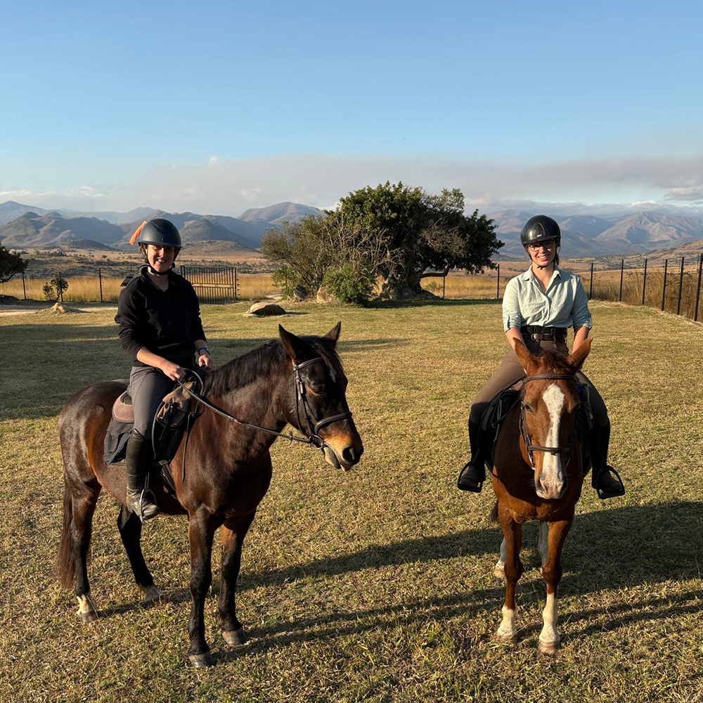 Two women on horse safari in South Africa